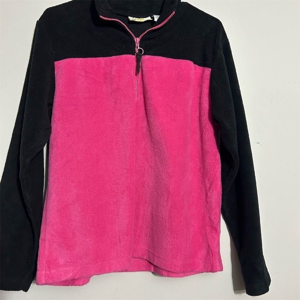 Onque Sport Fleece Pullover Women Small Pink Black  Colorblock Quarter Zip